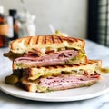 Cuban Sandwich: Ham, Roasted Pork, and Swiss Cheese on Cuban Bread