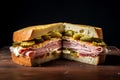 Cuban Sandwich: Ham, Roasted Pork, and Swiss Cheese on Cuban Bread