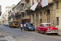 Cuban street with old clasic car