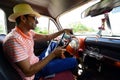 Cuban taxi driver Royalty Free Stock Photo