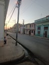 Cuban typical mainland streets with old buildings residential