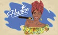 Cuban woman face. cartoon vector illustration for music poster.