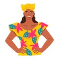 Cuban woman portrait in traditional dress flat vector illustration isolated.