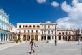 Cubans and tourists in Plaza Vieja,Havana