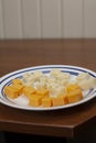 Cubed Cheese On A Plate