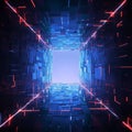 cube in abstract cyberspace Futuristic technology background Royalty Free Stock Photo