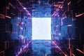 cube in abstract cyberspace Futuristic technology background Royalty Free Stock Photo