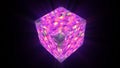 Cube abstract glow lava luxury violet and dark line surface