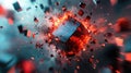 cube abstract style of an exploding 3d cube Royalty Free Stock Photo