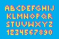 Pixel retro video game font. Royalty Free Stock Photo