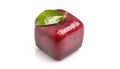 Cube apple with apple leaf isolated on a white background Royalty Free Stock Photo