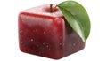 Cube apple with apple leaf isolated on a white background Royalty Free Stock Photo
