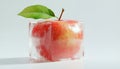 Cube apple with apple leaf isolated on a white background Royalty Free Stock Photo