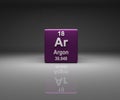 Cube with Argon number 18 periodic table Royalty Free Stock Photo