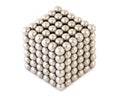 Cube assembled from metallic balls Royalty Free Stock Photo