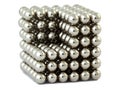 Cube assembled from metallic magnetic balls Royalty Free Stock Photo