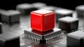 Red Cube on Circuit Royalty Free Stock Photo