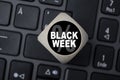 Cube, block or dice with message Black Week and Black Friday on laptop keyboard