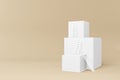 Cube block and ladder represent obstacle, progress, growth in business or career. 3d render illustration