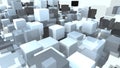 Cube block particles transparent. 3D rendering