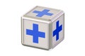 Cube with blue crosses