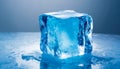 Cube of blue ice isolated on a white background Royalty Free Stock Photo