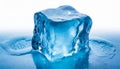 Cube of blue ice isolated on a white background Royalty Free Stock Photo