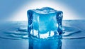 Cube of blue ice isolated on a white background Royalty Free Stock Photo