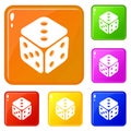 Cube casino icons set vector color