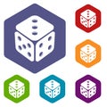 Cube casino icons vector hexahedron