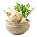 Cube of Celeriac in a bowl front view isolate Royalty Free Stock Photo