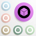cube in a circle badge color set. Simple glyph, flat vector of web icons for ui and ux, website or mobile application Royalty Free Stock Photo