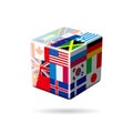 Cube concept with national flags Royalty Free Stock Photo