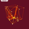 Cube. Connection structure. 3D grid design. Molecular lattice