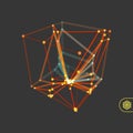 Cube. Connection structure. 3D grid design for science and education. Molecular lattice.