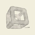 Cube. Connection structure. 3d grid design. Technology style.