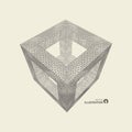 Cube. Connection structure. 3d grid design. Technology style. Molecular lattice
