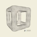 Cube. Connection structure. 3d grid design. Technology style. Molecular lattice