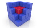 Cube with core in red color.3d illustration. Royalty Free Stock Photo