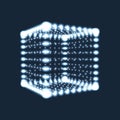 Cube. The Cube Consisting of Points. 3d Glowing Grid. Technology Style. Molecular lattice. Network Design. Royalty Free Stock Photo