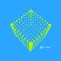 Cube. The Cube Consisting of Points. Molecular lattice Royalty Free Stock Photo
