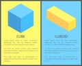 Cube and Cuboid Posters Set Vector Illustration Royalty Free Stock Photo