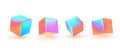 Cube 3d render, objects with gradient holographic color of hologram. Geometric decorative design elements. Set square Royalty Free Stock Photo