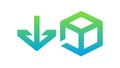 Cube Data Download Icon, 3D File Transfer Vector Design Generative AI Royalty Free Stock Photo