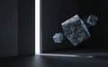 Cube and door, science and technology, 3d rendering Royalty Free Stock Photo
