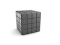 cube with empty keyboard buttons, isolated white 3d illustration