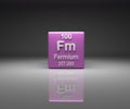 Cube with Fermium number 100 periodic table