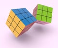 cube game icon, minimal 3d render illustration on pink background Royalty Free Stock Photo