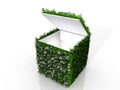 Cube with grass and flowers