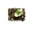 Cube of green tea with jasmine, topview